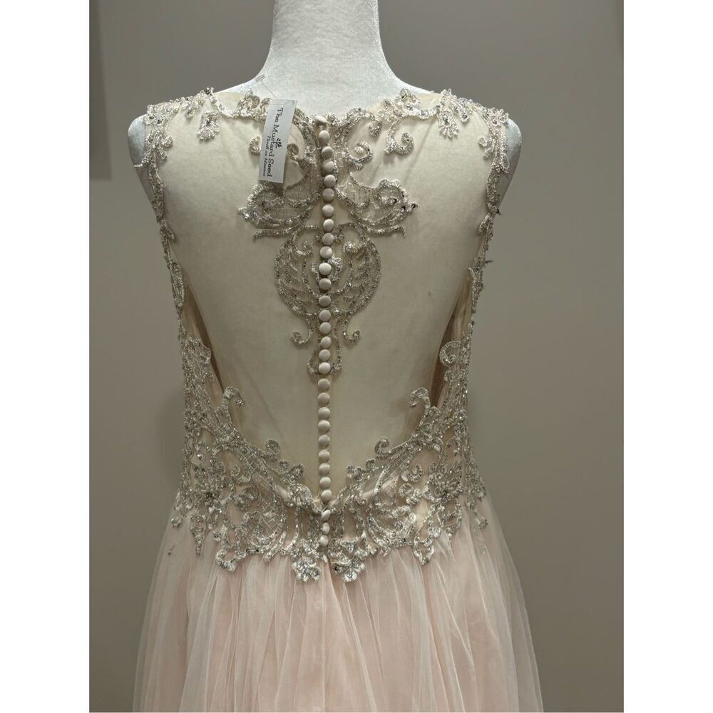 Rebecca Ingram Women's Amanda Lace Tulle Wedding Dress Ivory Blush Pink Size 14 - Picture 6 of 11